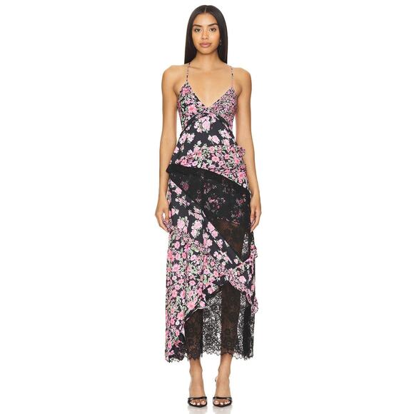 For Love & Lemons Rosalyn Maxi Dress Floral Lace - Xs - Picture 2 of 3